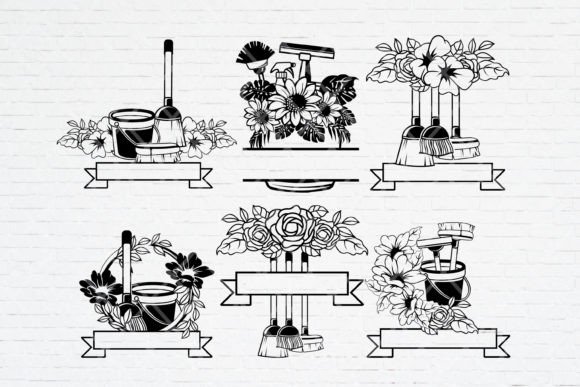 Floral Cleaning Tools SVG Collection