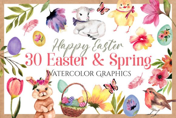 Happy Easter - Watercolor Cliparts